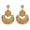E-3845 Bohemian Antique Gold Silver Fashion Earrings Moon Shape Carved Flower Earrings For Women Jewelry