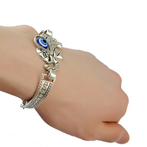 E-3852 5 Styles Bohemian Silver Opals Drop Earrings Owl Elephant Eyes Shape Bracelets For Women Jewelry Set B-0814