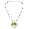 N-6387 6 Colors Fashion Black Leather Chain Pendant Round Natural Stone Choker Necklace Women Jewelry
