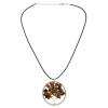 N-6387 6 Colors Fashion Black Leather Chain Pendant Round Natural Stone Choker Necklace Women Jewelry