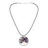 N-6387 6 Colors Fashion Black Leather Chain Pendant Round Natural Stone Choker Necklace Women Jewelry