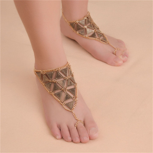 B-0779 Fashion Summer Bohemian Style Silver Gold  Plated Chain  Turkish Triangle shape Women Anklet Jewelry