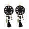 E-3850 Pure Handmade Exaggerated Big Long Drop Earring Gemstone Beads Rope Chain Tassel Leaf Earrings 2 Colors