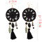 E-3850 Pure Handmade Exaggerated Big Long Drop Earring Gemstone Beads Rope Chain Tassel Leaf Earrings 2 Colors