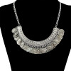 N-5095  Flower Child Silver Golden Coin Bib Necklace Adjustable Handmade floral design. Boho Gypsy Beachy Ethnic Tribal Festival Jewelry Turkish Bohemian