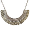N-5095  Flower Child Silver Golden Coin Bib Necklace Adjustable Handmade floral design. Boho Gypsy Beachy Ethnic Tribal Festival Jewelry Turkish Bohemian
