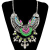 N-5491 New Design Gypsy Exaggerate Rhinestone Leaves Necklace Vintage Jewelry Gold Silver Chain Big Acrylic Flower Pendant Statement Necklace