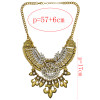 N-5491 New Design Gypsy Exaggerate Rhinestone Leaves Necklace Vintage Jewelry Gold Silver Chain Big Acrylic Flower Pendant Statement Necklace