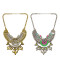 N-5491 New Design Gypsy Exaggerate Rhinestone Leaves Necklace Vintage Jewelry Gold Silver Chain Big Acrylic Flower Pendant Statement Necklace