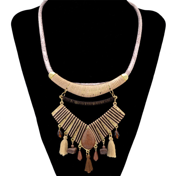 N-6386 3 Colors bohemian vintage style silver plated long chain resin stone pendant Necklace for Women Jewelry