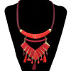 N-6386 3 Colors bohemian vintage style silver plated long chain resin stone pendant Necklace for Women Jewelry