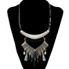 N-6386 3 Colors bohemian vintage style silver plated long chain resin stone pendant Necklace for Women Jewelry