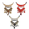 N-6386 3 Colors bohemian vintage style silver plated long chain resin stone pendant Necklace for Women Jewelry