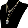 N-6383 3 Layers Gold Chain Fashion Necklace Stars Crystal Stone Necklaces Women Jewelry