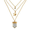 N-6383 3 Layers Gold Chain Fashion Necklace Stars Crystal Stone Necklaces Women Jewelry