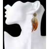 E-3854 bohemian vintage style gold plated round shape with flower feather tassel earrings for women jewelry