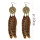 E-3854 bohemian vintage style gold plated round shape with flower feather tassel earrings for women jewelry