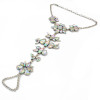B-0786 Fashion Women Summer Beach Boho Charm Crystal Rhinestone Flower Beads Beachy Anklet Jewelry