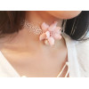 N-6384 Korea Fashion Handmade White Black  Lace Pearl Flower Bib Necklace for Gril