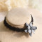 N-6384 Korea Fashion Handmade White Black  Lace Pearl Flower Bib Necklace for Gril