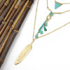 N-6381 Delicate Layering Pendant Muitilayer Chains Pendant Turquoise Necklace