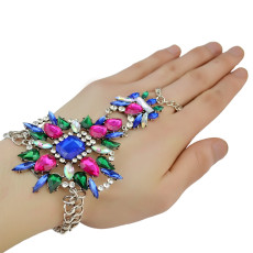 B-0784 Bohemian Fashion Style Silver Plated Summer Beach  Charm Crystal Flower Beads Beachy Anklet Bracelet Jewelry for Women