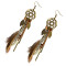 E-3855 Vintage Antique Silve Plated  Fashion Long Tassel Feather Resin Beads Drop Earrings  Fish Hook  Earrings For Women Jewelry