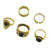 R-1390 Vintage Gold /Silver Plated Black Turquoise Gypsy Joint  Fashion 5 pcs Midi Finger Rings Set Jewelry