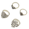 R-1389 bohemian Vintage Gold /Silver Plated Turquoise Gypsy Fashion style 4 pcs Midi Finger Rings Set Jewelry