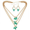 N-6418 Delicate Layering Pendant Muitilayer Chains Pendant Circle Beads Necklaces Drop Dangle Earring Necklace Jewelry Set
