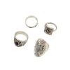 R-1392 Fashion Carving Crystal Joint Knuckle Nail Ring Set of 4 Rings