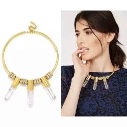 N-6411 Wholesale Fashion Exquisite Crystal Gold Plated Short Chain Statement Choker Necklace and Round Shape Pendant Earring Set for Women Jewelry