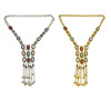 N-6391 Vintage Silver Gold Plated Chain Turquoise Bead Opal Stone Long Tassel Pendant Statement Necklace for Women