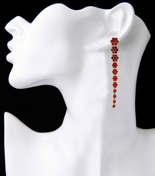 E-3860 bohemian Vintage Antique Silver Plated  Fashion style flower shape crystal Tassel Drop Earrings For Women Jewelry