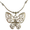N-6400 Popular to the Women Butterfly Tassel Shape  Silver Plated Chain Charm Short Choker Bid Neckalce