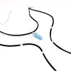 N-6403 Handmade Long Black Chain natural turquoise Leather Chain Pendants Necklaces Jewerly