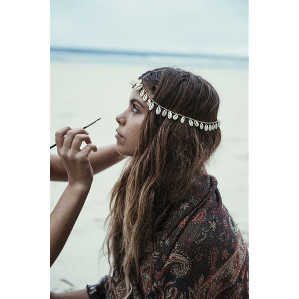 F-0353 European style silver plated head chain shell tassels headwear hair jewelry for women
