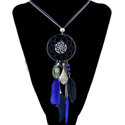 N-6443 4 Colors Bohemian Fashion Necklaces Leather Chain Resin Feather Tassel Necklace For Women Jewelry