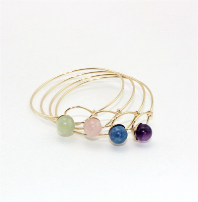 B-0798 Fashion Goldplated Natural Stone Beads Bangle Bracelet Jewelry for Women