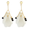 E-3870 2 Colors Fashion Style Gold Plated Long Tassel Fan Shape Resin Beads Drop Earrings for Women