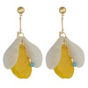 E-3870 2 Colors Fashion Style Gold Plated Long Tassel Fan Shape Resin Beads Drop Earrings for Women