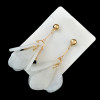 E-3870 2 Colors Fashion Style Gold Plated Long Tassel Fan Shape Resin Beads Drop Earrings for Women