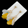 E-3870 2 Colors Fashion Style Gold Plated Long Tassel Fan Shape Resin Beads Drop Earrings for Women