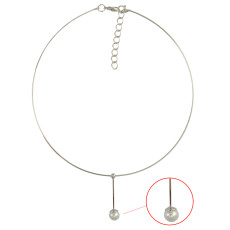 N-6412 Women's Circle Chain Collar Necklace Delicate Wire Choker Imitation Pearl Pendant Statement Necklaces