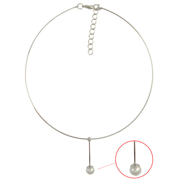 N-6412 Women's Circle Chain Collar Necklace Delicate Wire Choker Imitation Pearl Pendant Statement Necklaces