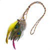 F-0354 Fashion Indian Exotic Peacock Feather Headware Handmade Headband Weave Leather Chain Wooden Beaded Feather Tassel  Headband Jewelry