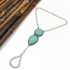 B-0793 Bohemian Gypsy Silver plated waterdrop shape turquoise Bracelet and anklet  For Women Jewelry