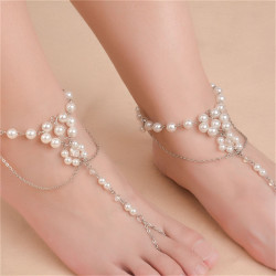 B-0795 New Fashion Summer Anklet Pearl Anklets Foot Silver Gold Chain Crystal Hamsa Beach Jewelry Girl