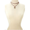 N-6424 bohemian Vintage gold Plated  Chain Red leather chain with sun shape pendant necklace for Women Jewelry