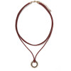 N-6424 bohemian Vintage gold Plated  Chain Red leather chain with sun shape pendant necklace for Women Jewelry